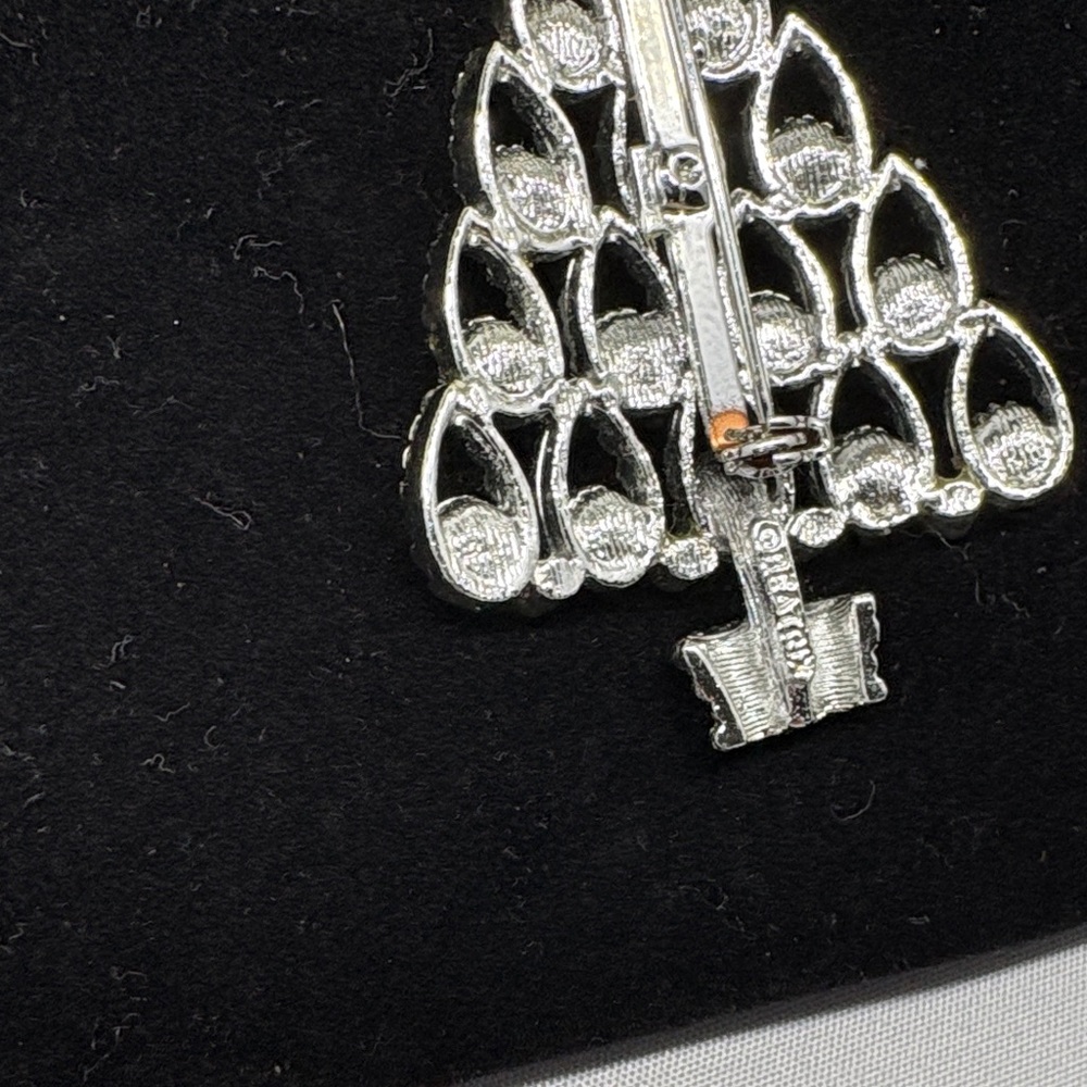 Beatrix Silver Crystal Holiday Tree Brooch - Picture 4 of 6
